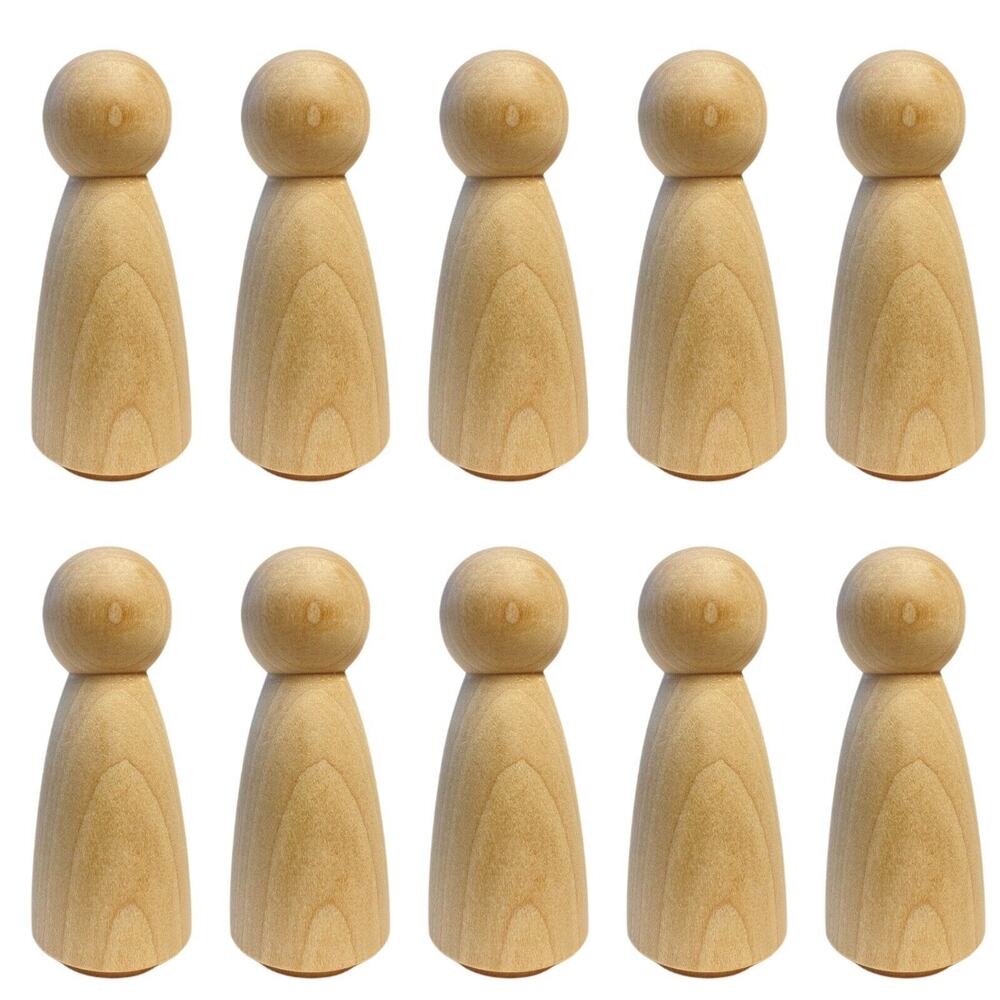 10pcs 3 1/2” Wooden Female Angel Bride Peg Doll DIY Craft Wedding Cake Topper